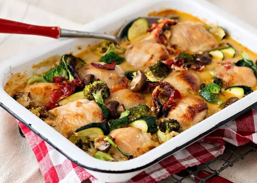easy chicken and vegetable bake