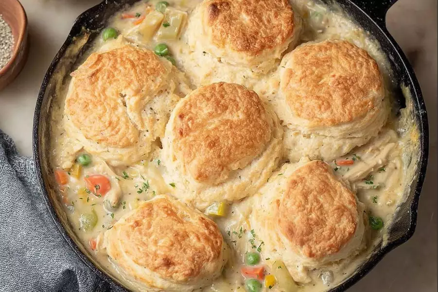 chicken pot pie with biscuits recipe